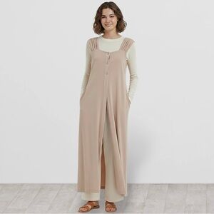 NAP Loungewear Button Open Front Slit Lagenlook Maxi Dress Womens Size Small